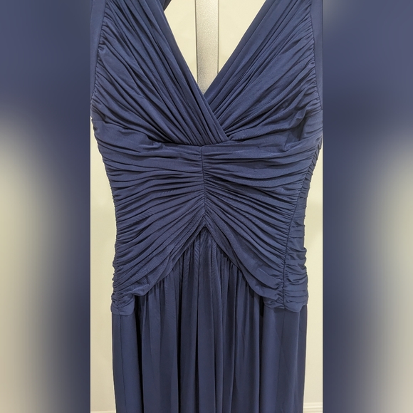 BCBG Blue Gown With Ruching - Picture 3 of 5